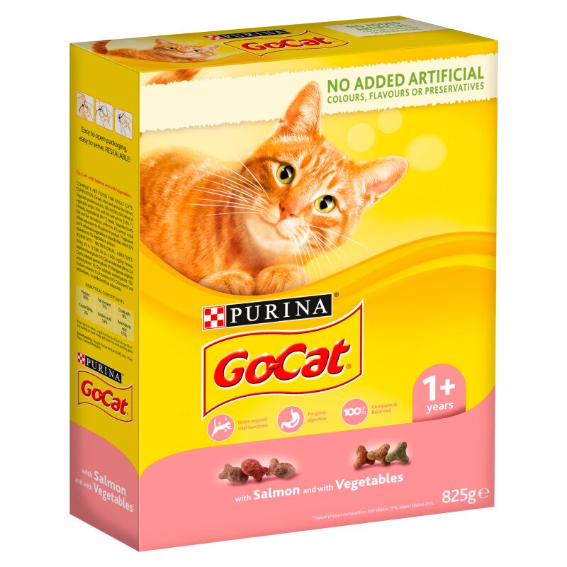Go Cat Complete Adult Salmon & Veg Dry Cat Food - 825g